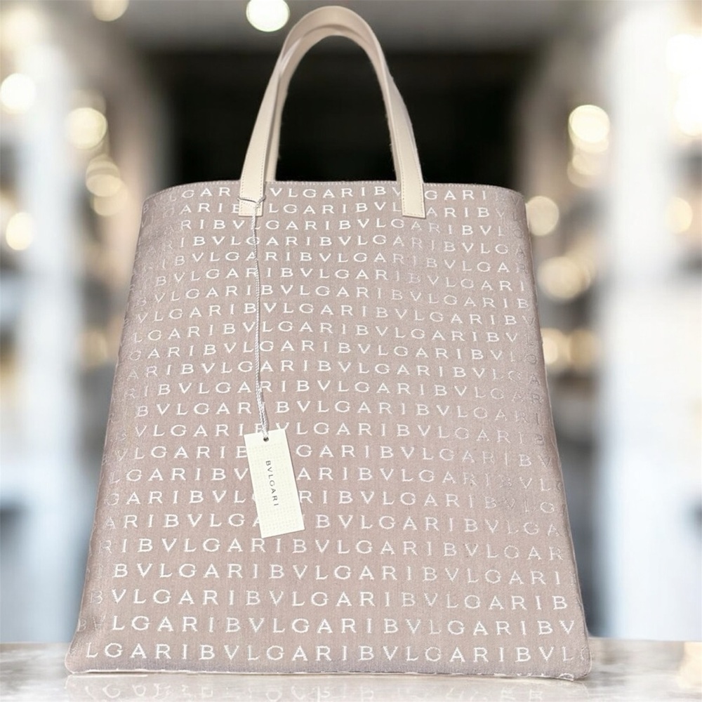 Bulgari Cream Logo Tote Bag